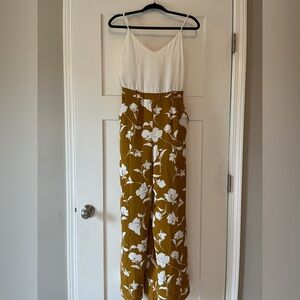Everly White and Mustard Yellow Floral Jumpsuit